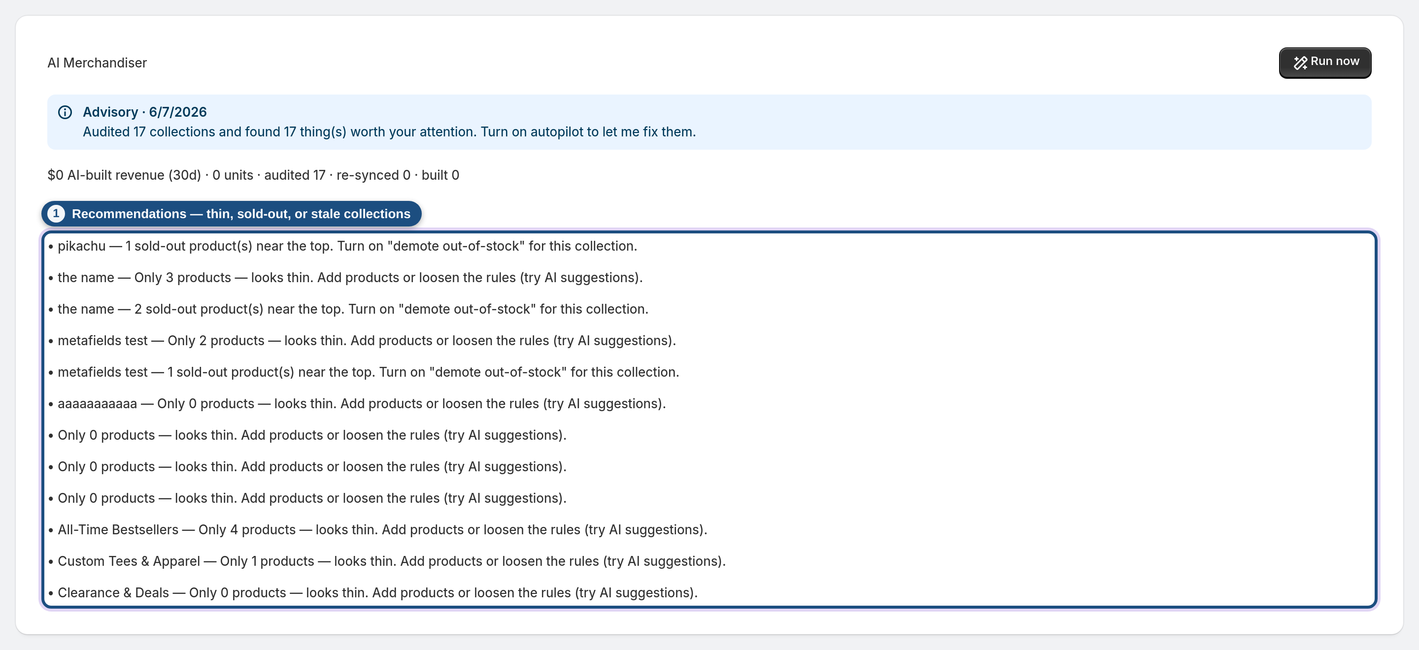 Review the recommendations — Recommendations highlighted