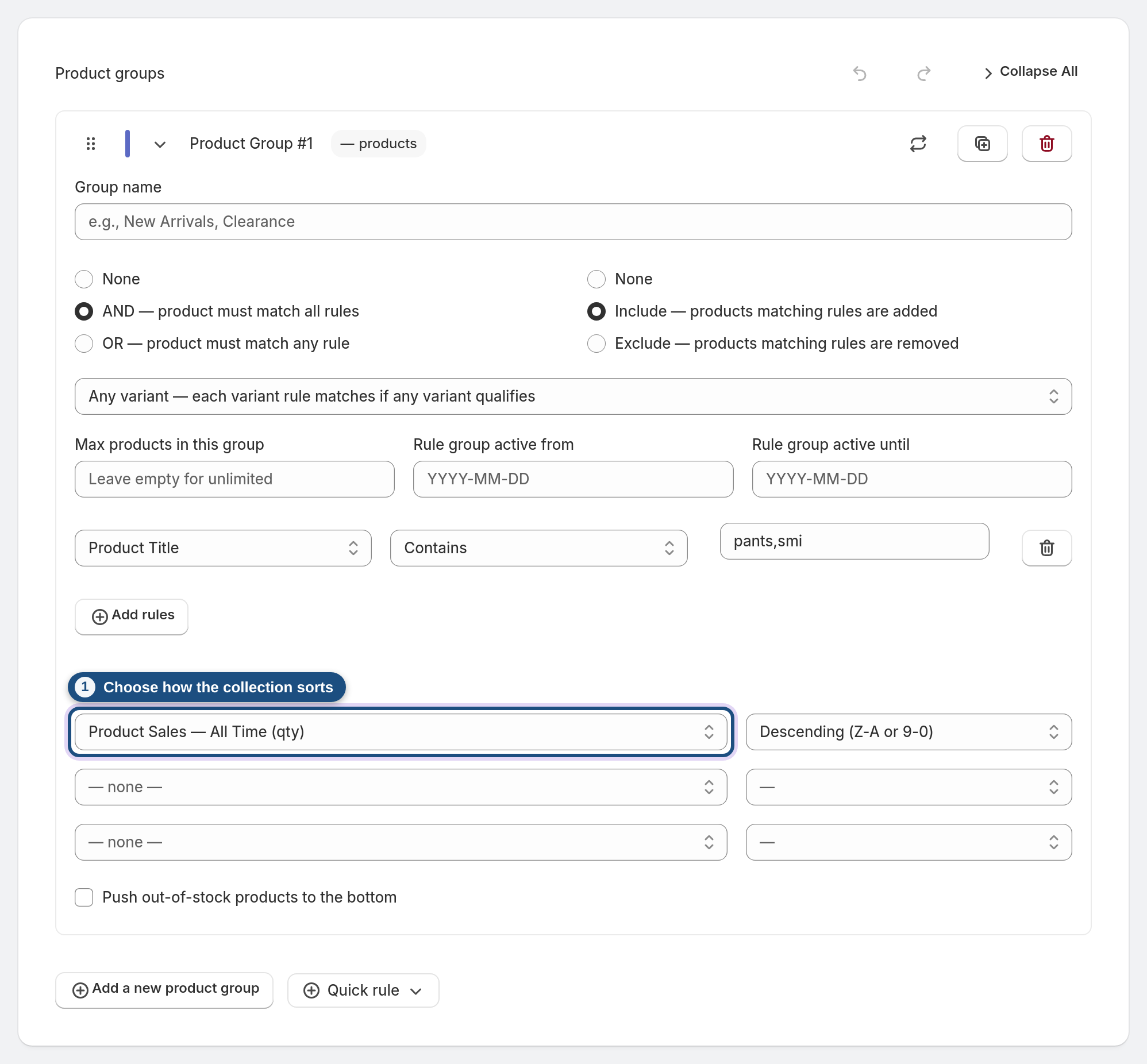 Choose how it sorts