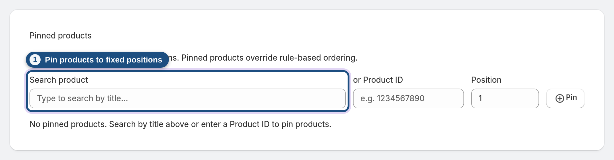 Pin products to the top (optional)