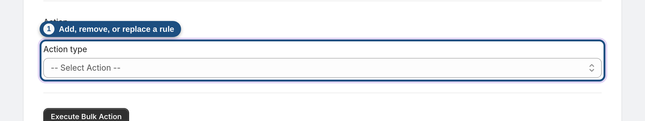 Choose an action — #bulk-action-type highlighted