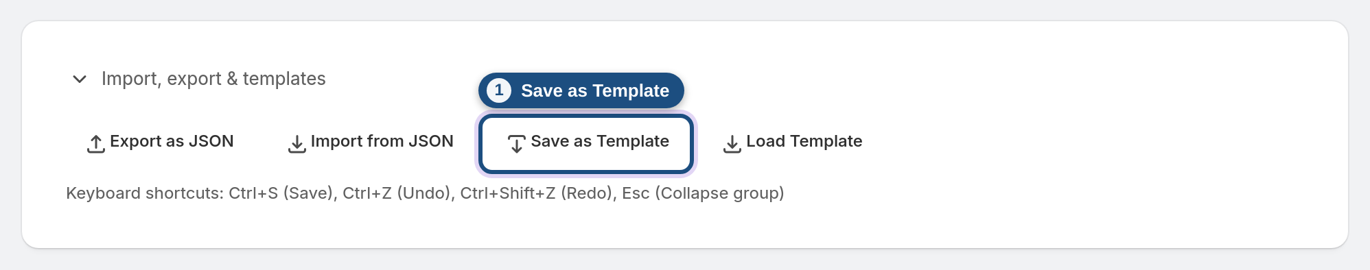 Save the rules as a template — Save as Template highlighted
