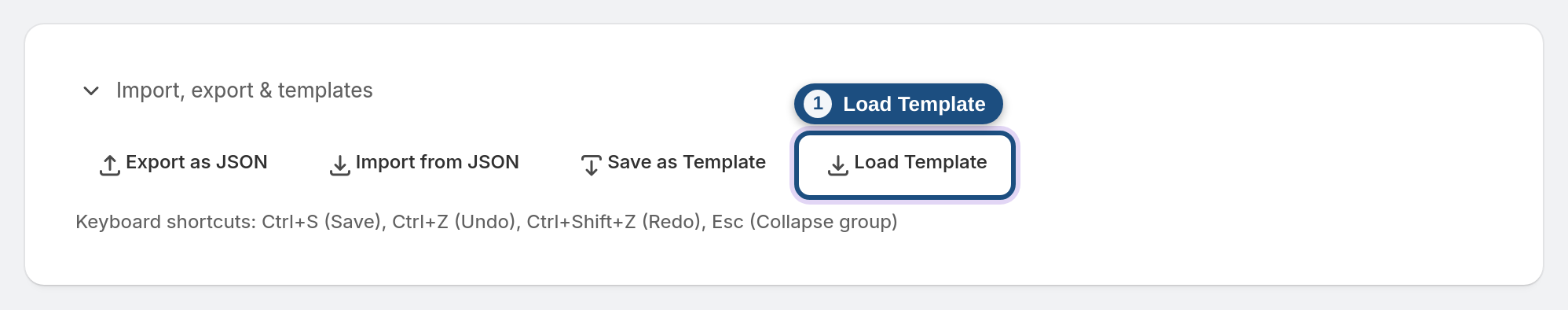 Load the template — Load Template highlighted